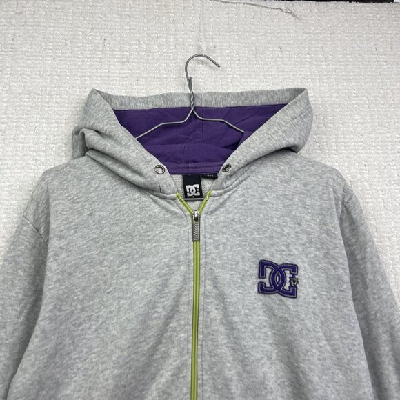 Y2K DC Shoes Full Zip Hoodie Men S Logo Gray Purple Skateboarding Grunge Read - Picture 4 of 16